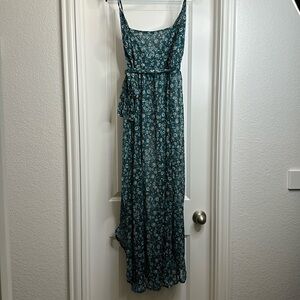 Cupshe sheer Flowy wrap‎ dress blue/white. Sz Small
